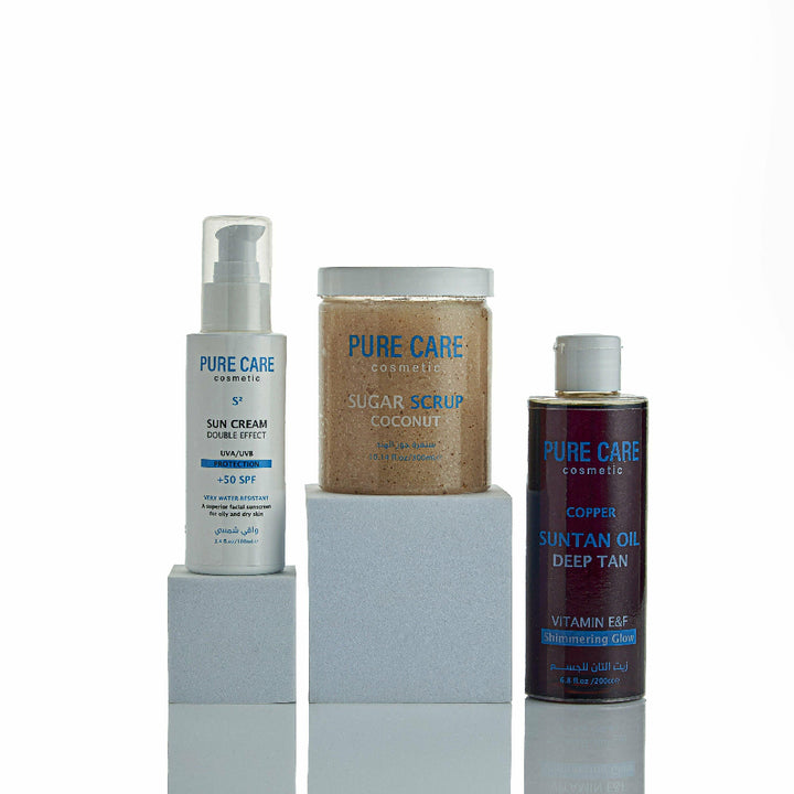 Pure Care Complete Tanning Set Oil and Scrub and SPF